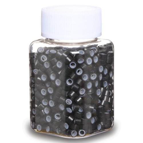 GOTDYA 1000pcs 5mm Hair Extension Beads,Silicone Lined Micro Rings,MicroLink Beads for Hair Extensions,Black