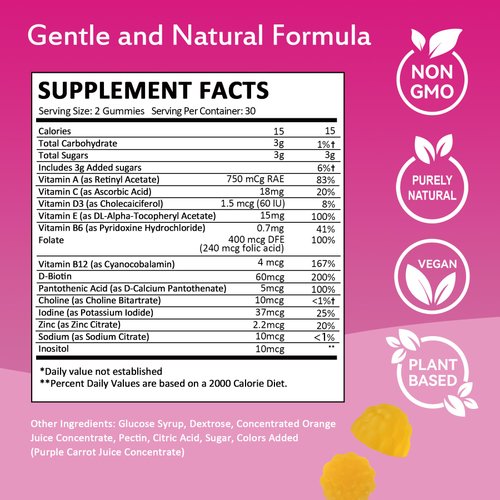 Laicuherb Fertility Support Gummies for Women Hormonal Balance & Conception Support, Prenatal Vitamins with Myo-Inositol & Pantothenic Acid, Fertility Gummies for Women Get Pregnant Fast, 60 Count