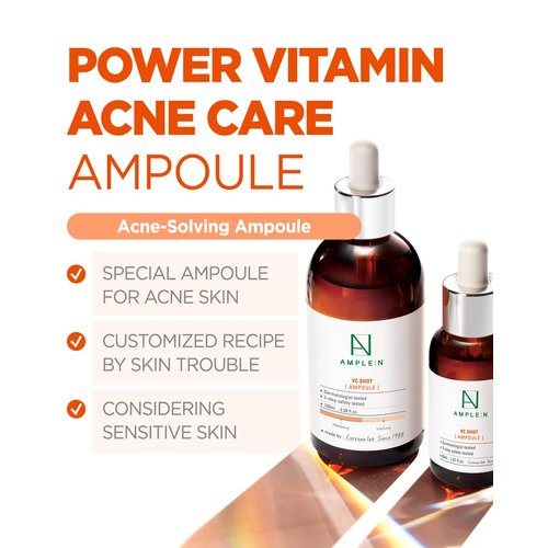 AMPLE:N VC Shot Serum - Anti-Aging Face Serum with Vitamin C – Evens Pigmentation and Aging Spots - Vitamin C Serum to Clear Skin of Sun Damage and Reduce Wrinkles, 3.38 fl.oz.