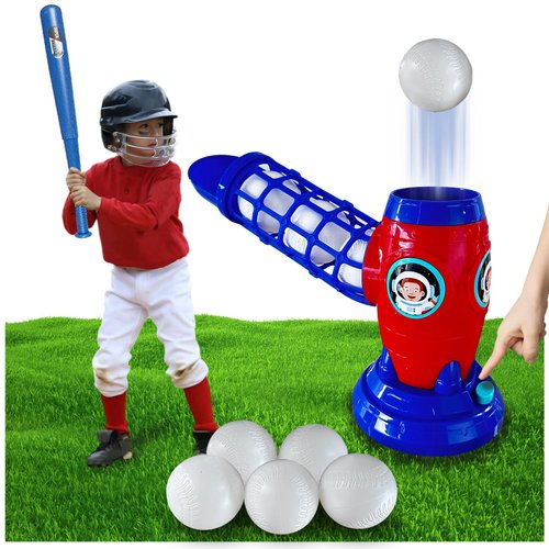 NCXSL T Ball Set for Kids 3-5, Kids Tee Ball Set, Baseball Pitching Machines, Automatic Baseball Launcher, T Ball Set, Batting Tees for Baseball, T Ball Set with 5 Balls for Kids Boy Girls