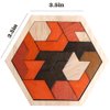 Skrtuan Wooden Puzzle Hexagon Tangram Puzzle for Kids Adults Brain Teasers Puzzles Game Challenge Toy Shape Pattern Block Tangram Family Portable Montessori Educational Gift for All Ages Boys Girls