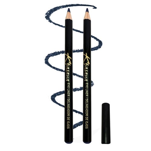 Khasana Eyeliner Pencil Set, Waterproof, Smooth & Creamy Application, Long-Lasting, Smudge-Proof, Ophtalmologist Tested, Cruelty Free & Vegan, Pack of 2 (Navy #41)