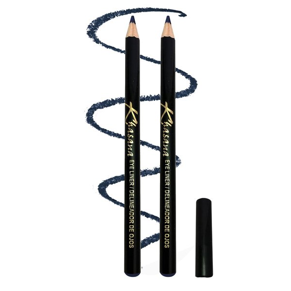 Khasana Eyeliner Pencil Set, Waterproof, Smooth & Creamy Application, Long-Lasting, Smudge-Proof, Ophtalmologist Tested, Cruelty Free & Vegan, Pack of 2 (Navy #41)