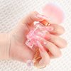 heemeei Nail Dust Brush for Acrylic Nails, Nail Art Dust Powder Remover Brush with Sequins and Liquid Dandle, Soft Kabuki Nail Art Dust Clean Pink White Hair for Makeup Manicure