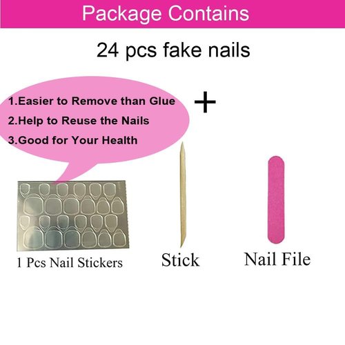 Magrace Press on Nails Short Almond Fake Nails French Tips Full Cover Short Round False Nails with Designs 24 Pcs Stick on Nails for Women and Girls