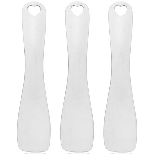 Ipetboom 3Pcs Metal Makeup Spatula Tool, Cosmetic Spoon Mini Spoon Beauty Scoop for Mixing, Facial Cosmetic, Face Mask Skincare Stick Applicator (Silver)