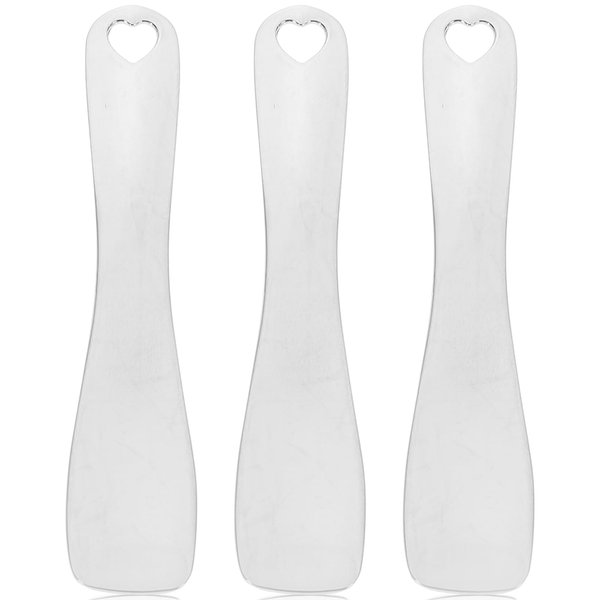 Ipetboom 3Pcs Metal Makeup Spatula Tool, Cosmetic Spoon Mini Spoon Beauty Scoop for Mixing, Facial Cosmetic, Face Mask Skincare Stick Applicator (Silver)