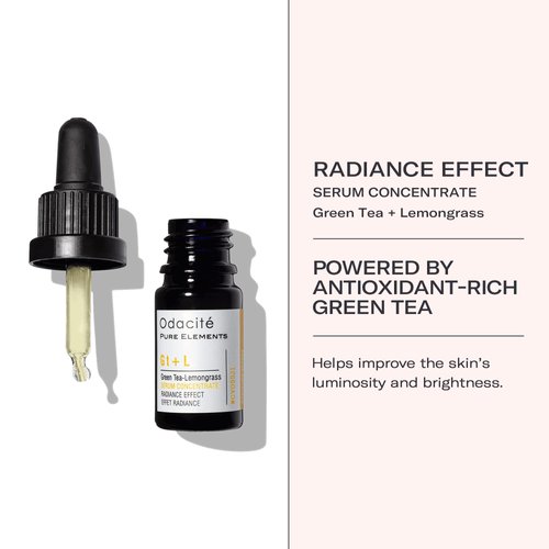 Odacité Brightening Serum Concentrate with Green Tea + Lemongrass for Radiant Skin - Lightweight, Hydrating & Brightening Anti-Aging Facial Oil Concentrate for Sluggish & Lackluster Skin - 0.17 fl. oz