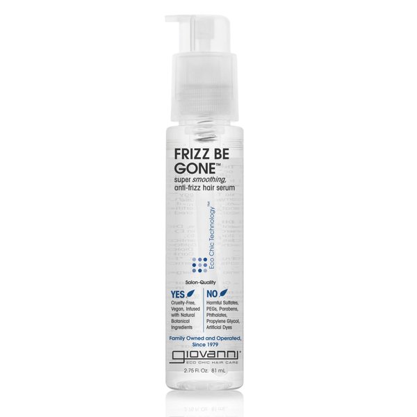 GIOVANNI ECO CHIC Frizz Be Gone - Super Smoothing Anti-Frizz Hair Serum, Adds Shine, Seals in Color, Infused with Natural Botanical Ingredients, Salon Quality, No Parabens - 2.75 oz (3 Pack)