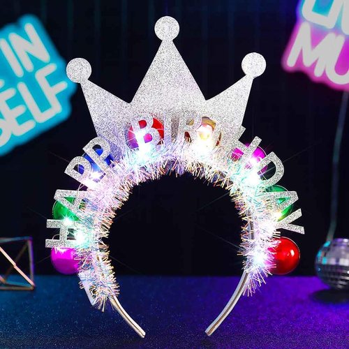 DRESBE Light Up Birthday Headband LED Happy Birthday Headbands Birthday Party Favors Hair Accesso...