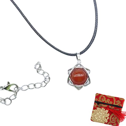 ROSEWARD Real Carnelian Crystal Necklace for Women Raw Gemstone Chakra Healing Stones Genuine Moldavite Crystal Pendant Energy Spiritual Jewelry, USA (Polished Round Bead with Metal Holder)