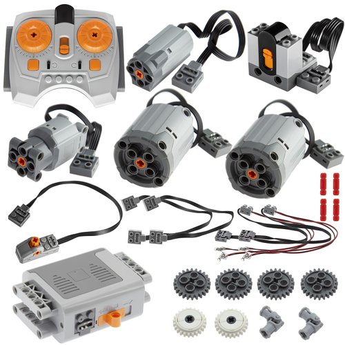 TEESE 24pcs Technic-Motor Set with Adjustable-Speed-Remote-Receiver, Battery-Box-Extension-Cable, Compatible with Technic-Parts
