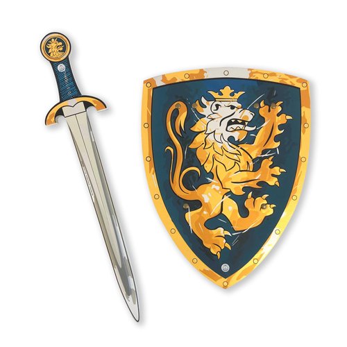 Liontouch - Noble Knight Toy Sword & Shield for Kids, Blue | Pretend Play Set in Durable Foam in Traditional Medieval Style | Safe Weapons & Battle Accessories for Dress Up & Knight Costumes for Boys