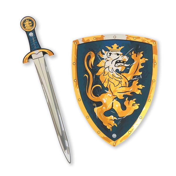 Liontouch - Noble Knight Toy Sword & Shield for Kids, Blue | Pretend Play Set in Durable Foam in Traditional Medieval Style | Safe Weapons & Battle Accessories for Dress Up & Knight Costumes for Boys