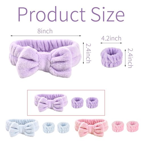 Redvigh Face Wash Headband Wristband Set 9PCS, Spa Headband and Wrist Towels Fuzzy Makeup Headbands for Women Washing face Skincare Prevent Water Running Down