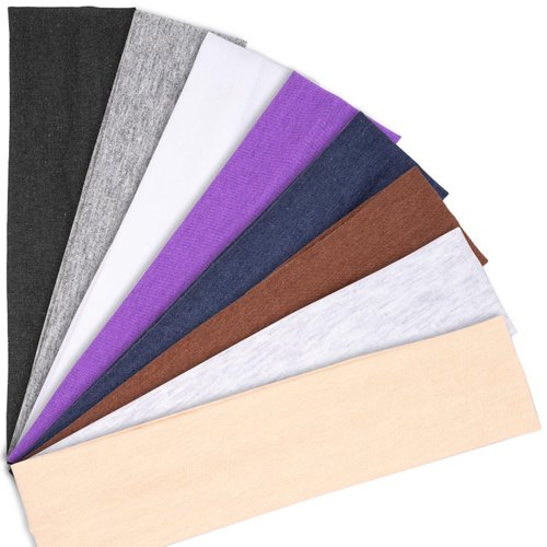 VUKOKU Headbands for Women, 8 PCS Elastic Head Bands for Women's Hair, Premium Workout Headbands for Women Non Slip, Fashion Stretchy Soft Cotton Cloth Fabric Sports Sweat Band for Yoga Running