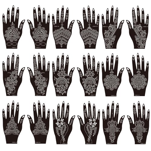 Henna Tattoo Stencil Henna Tattoo Stencils Hand Henna Temporary Tattoo Stencils Indian Temporary Tattoo Stickers for Women Girls Arabian Realistic Henna Tattoo