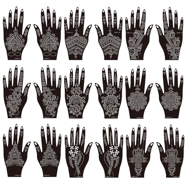 Henna Tattoo Stencil Henna Tattoo Stencils Hand Henna Temporary Tattoo Stencils Indian Temporary Tattoo Stickers for Women Girls Arabian Realistic Henna Tattoo