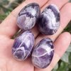 Neyisaa 4Pc Mini Stone Egg Shaped Figurine, Polished Easter Eggs Sphere Sculpture Crafts for Decoration Fengshui Chakra Reiki, Amethyst