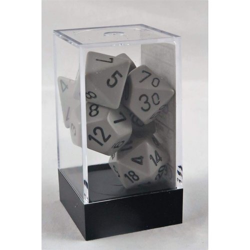 Chessex Dice: Polyhedral 7-Die Opaque Dice Set - Dark Grey with Black