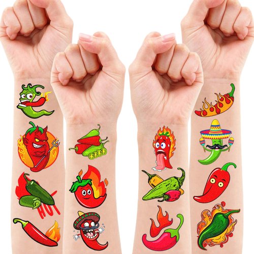 Generic 106 PCS Chili Birthday Party Decorations Favors Supplies Hot Peppers Mexican Fiesta Chili Cook Off Blow Up Food Decor Stickers Temporary Tattoos Gift School Prizes Rewards, Red