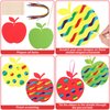 Liliful 60 Set Apple Crafts for Kids Apple Scratch Crafts Fall Arts and Crafts Supplies with Ribbon Wooden Stylus Hanging Craft Kit for Fall Autumn Home Activities School Game Classroom Decoration