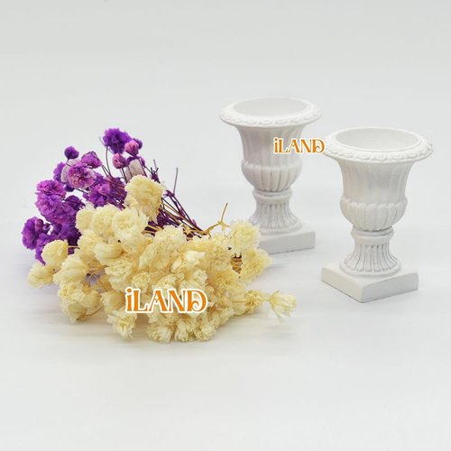 iLAND Miniature Dollhouse Accessories, 2pcs Dollhouse Plants w/Dry Flowers (2pcs Mini Urn Planters w/Flowers)