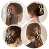 4.5 Inch Metal Bow Claw Hair Clips - Cute Bowknot Hair Jaw Clips with Strong Hold for Thick and Thin Hair - 2 Pcs, Gold & Silver