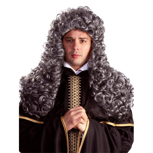 Aristocrat color MIXED GREY - Enigma Wigs Long Judge Parliament English Magistrate Bundle w/Cap, MaxWigs Costume Wig Care Guide