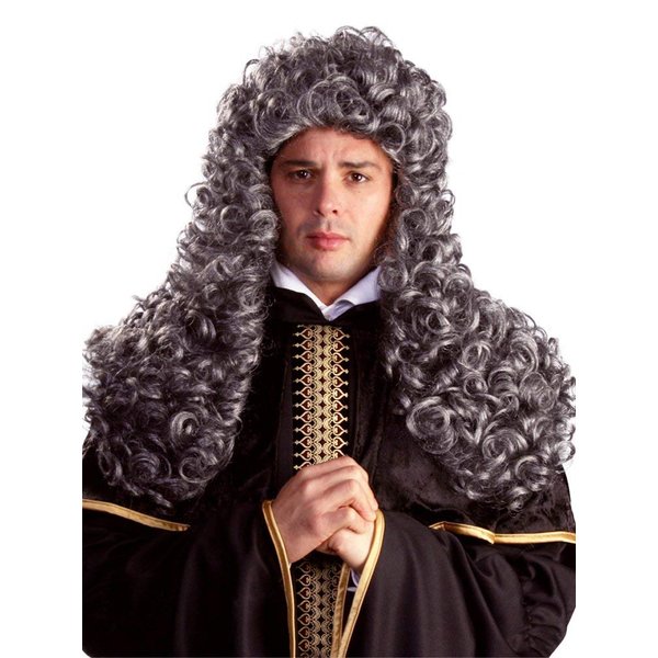 Aristocrat color MIXED GREY - Enigma Wigs Long Judge Parliament English Magistrate Bundle w/Cap, MaxWigs Costume Wig Care Guide