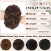 HMD 100% Human Hair Bun Messy Bun Extensions Human Hair Messy Rose Bun Hair Piece Curly Hair Bun with Elastic Band Hair Bun Hair Extensions Tousled Updo Hairpieces for Women(Dark Brown)