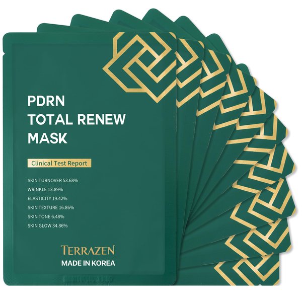 Terrazen PDRN Korean Face Sheet Mask – Hydrating, Anti-Wrinkle & Elasticity Booster for Dewy, Radiant Skin (10 pcs)