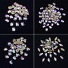 240pcs Popular 12 Styles FlatBack Crystals Mix Sizes Multi Shapes Glass Crystal AB Rhinestones For Nail Art Craft 3D Decorations Flat Back Stones Gems Set Box