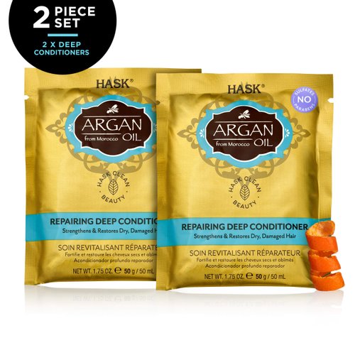 HASK ARGAN OIL Repairing Deep Conditioner Treatments for all hair types, color safe, gluten free, sulfate free, paraben free - Pack of 2