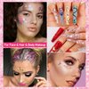 Body Glitter and Face Gems Set, 8-Color Holographic Mixed Sequins & 6-Color Resin Jewels, Face,Hair, Nails Stunning Looks,DIY Laser Chunky Glitter Makeup for Party Halloween (Set-A)