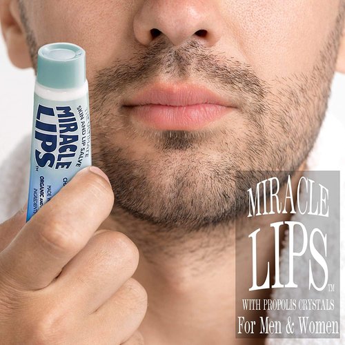 2 Pack: Miracle Lips Salve Corrective Lip Balm with Propolis and Tea Tree Oil. Incl Propolis Crystal mild scrub, 0.66oz