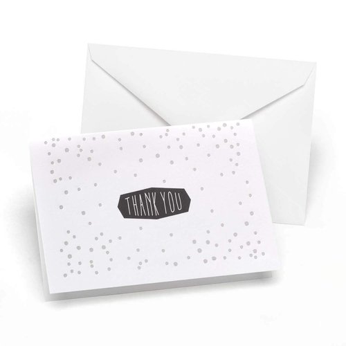 Hortense B. Hewitt 50-Count Foil Polka Dot Thank You Note Cards, Silver