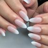 GLAMERMAID Ombre Pink Press on Nails Medium Almond, Natural White Crush Nails, Stiletto Fake Nails with French Design, Short Oval Stick Glue on Nails Tips for Women, Reusable Acrylic False Nail Kits