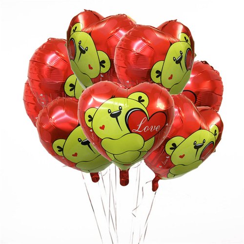8pcs Heart Foil Balloons Kit 18in Love Bear Heart Balloons for Valentine Day Party Decorations