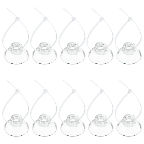 Pawfly 10 Pack Suction Cups with 20 Pieces Adjustable Zip Ties for Aquarium Fish Tank Binding Moss Shrimp Dodging Nest