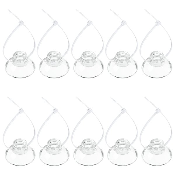 Pawfly 10 Pack Suction Cups with 20 Pieces Adjustable Zip Ties for Aquarium Fish Tank Binding Moss Shrimp Dodging Nest