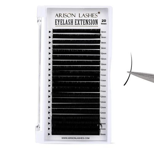 Arison Lashes Classic Lash Extensions Soft Lashes 20 Rows Mixed Tray D16mm Curl 0.05 Thick Volume Pestañas Pelo a Pelo