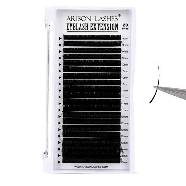 Arison Lashes Classic Lash Extensions Soft Lashes 20 Rows Mixed Tray D16mm Curl 0.05 Thick Volume Pestañas Pelo a Pelo