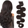 SEGO 14 Inch Tape In Hair Extensions 20pcs 40g /Dark Brown -Body Wave//Ombre 100% Remy Human Hair Balayage Rooted Hair Invisible Seamless Skin Weft Double Side Tape for Women