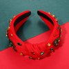 Christmas Headband for Women Holiday Christmas Accessories Beaded Xmas Bow Tree Snowflake HOHOHO Knotted Headband Red Green Crystal Pearl Top Knot Headband Festive Holiday Gifts (Xmas Tree 1)