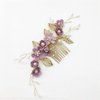 Hair Side Combs Bride Wedding Hair Comb Flowers Pearl Bridesmaids Hair Piece Accessories Vintage Bridal Hair Clips for Women and Girls (Purple)