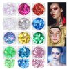 MEICOLY 12 Colors Face Glitter Palette,Body Glitter Set Face Sparkles,Chunky Hair Glitter,Mermaid Face and Body Glitter Gel,Glitter Makeup,Festival Face Paint Glitter,Body Glitter for Women and Kids