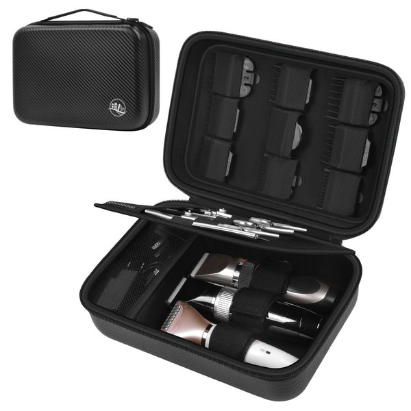 Boobowl Barber Accessories Bag for Clippers and Supplies, Mens Hair Trimmers Box, Portable Clipper Storage Holder Organizer for Hair Cutting, Guard Grooming Kit and Barbers Supplies (Bag Only) -Black