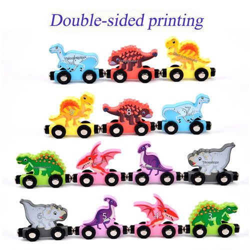 Dinosaur Toy Set,Magnetic Wooden Dinosaur Train Set for Toddlers Age 3 4 5,Montessori Learning Educational Toys Dinosaur Themed Party Birthday Gifts for Boys Girls 3-5 Yrs