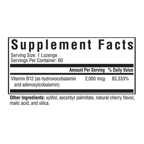 Seeking Health Hydrox-Adeno B12, 2000 mcg Methyl-Free Vitamin B12, Energy and Focus Support for Men and Women, Methylation and Homocysteine Support, Detoxification, Vegan and Vegetarian (60 lozenges)*